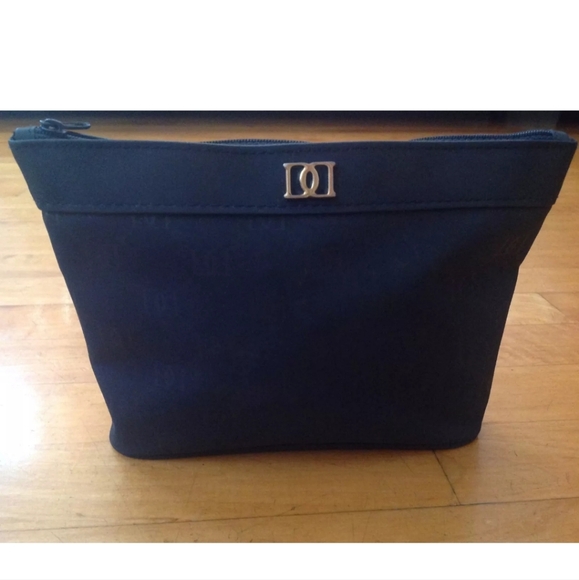 COSMETIC TRAVEL BAG BLUE MICROFIBER/ Canvas 8.5 X 6 - Picture 2 of 10